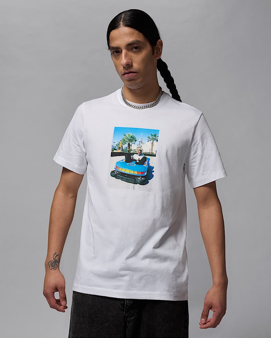 ★Nike★ Jordan Brand Men's T-Shirt HJ2401-100 Air Jordan White Photo T-Shirt – Puffer Reds